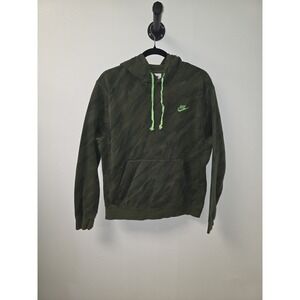 Nike Men's‎ Hoodie Medium Green Camo Sweatshirt DD5126-326 Pullover Swoosh Neon